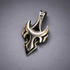 Pendentif homme epee bouclier acier resine noir finition polie