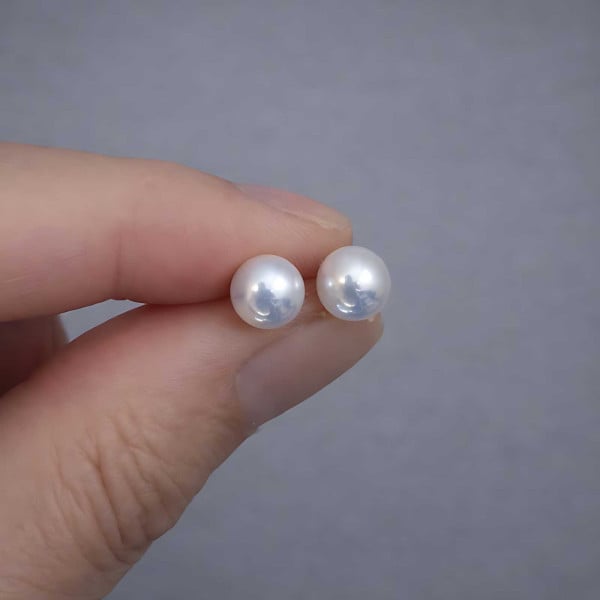 Boucles d'oreilles clous argent perles rondes eau douce minimaliste