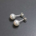 Boucles d'oreilles clous argent perles rondes eau douce minimaliste