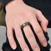 Bague homme anti stress tournant acier martelee personnalisable