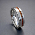Bague mariage personnalisable titane ligne bois a graver
