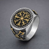 Bague homme acier chevaliere runes viking celtique