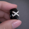 Bague femme anneaux ceramique noire croix acier zirconium