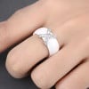 Bague femme anneaux ceramique noire croix acier zirconium