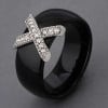 Bague femme anneaux ceramique noire croix acier zirconium