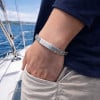Bracciale da uomo a catena barbazzale con treccia greca in argento massiccio