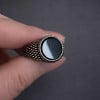 V Bague homme acier inoxydable chevaliere turquoise