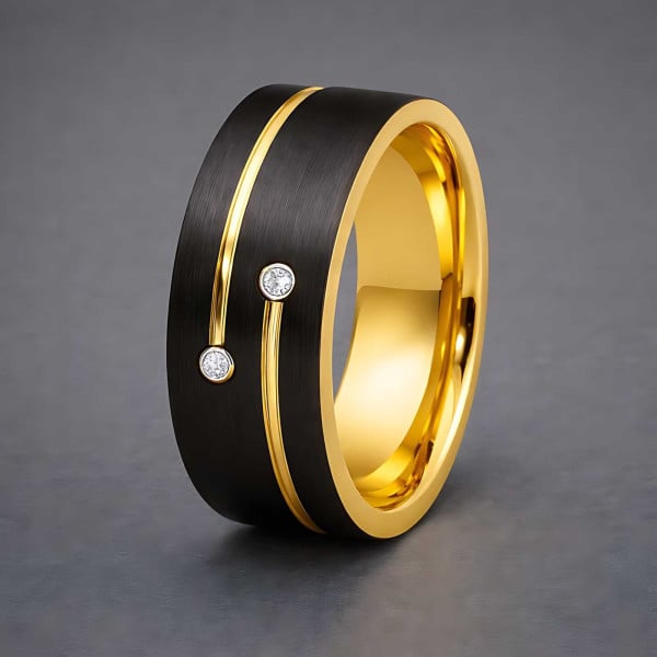 Bague mariage homme rainure tungstene personnalisable