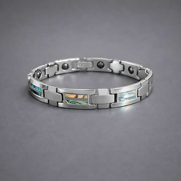 Bracelet homme en tungstene avec nacre abalone incruste aimante