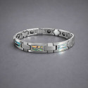 Bracciale da uomo in tungsteno con madreperla abalone amorevolmente intarsiata