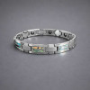 Bracelet homme en tungstene avec nacre abalone incruste aimante