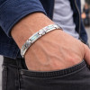 Bracelet homme en tungstene avec nacre abalone incruste aimante