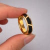 6mm Bague personnalisee homme anneau tungstene noir brosse rainure