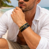 Bracelet homme ceramique noir magnetique plaque or