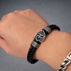 Bracelet cuir tressé fleur de lys