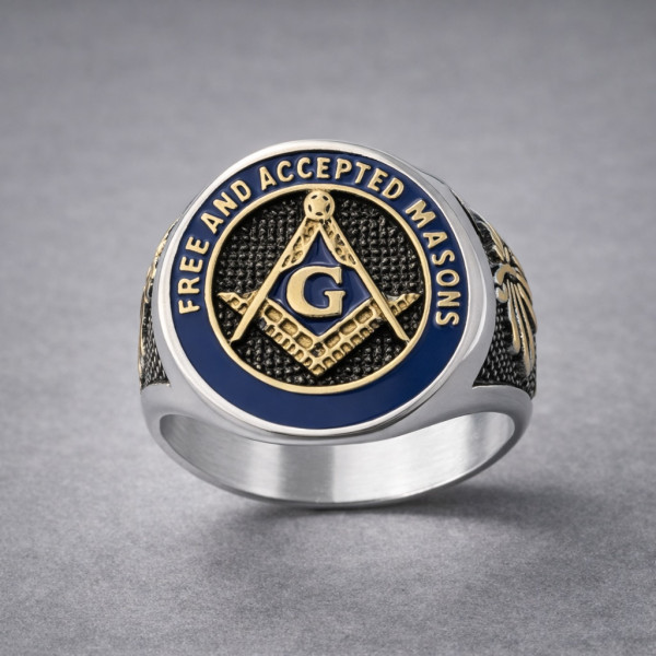 Bague homme Franc-maçonnerie chevaliere acier