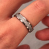 6mm Bague mariage personnalisee alliance dome tungstene fibre blanche