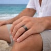 4mm Bague personnalisee dome brosse tungstene alliance