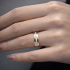 Bague mariage tungstène ligne zircons plaqué or alliance personnalisable