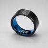 Bague homme anneau carbure tungstene noir bleu personnalisable