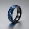 Bague personnalisee tungstene homme alliance bleue multifacette