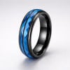 Bague personnalisee tungstene homme alliance bleue multifacette