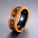 Tungsten Wedding Band with Wood and Marble Inlay