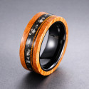 Bague Alliance Tungstène assemblée de Bois et marbre