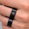 Bague homme anneau carbure tungstene noir bleu personnalisable