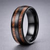 Bague homme Tungstène noir avec 2 lignes de Bois