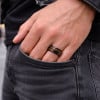 Bague homme Tungstène noir avec 2 lignes de Bois