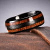 Bague homme Tungstène noir avec 2 lignes de Bois