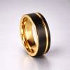 Bague de mariage tungstène noire rainurée (Dupliqué)