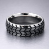 M Bague personnalisee homme anneau titane plaque or style pneu biker rouage