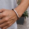 Bracelet personnalisé homme cordon perle oeil de tigre
