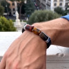 D Bracelet homme cuir tresse multi rubans fermoir acier