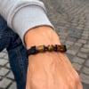 Bracelet homme cuir anneau fermoir acier aimante