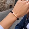 Bracelet personnalise couple nylon tresse zirconium plaque acier