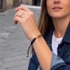 N Bracelet personnalise couple nylon tresse zirconium plaque acier