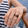 Bague homme Tungstène noir avec 2 lignes de Bois