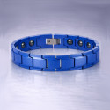 Bracelet homme ceramique blue finition polie magnetique aimants