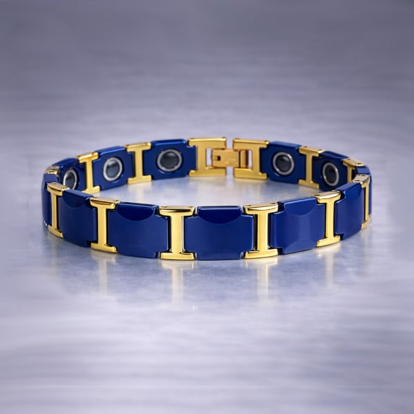 Bracelet homme ceramique bleue finiiton polie