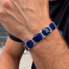 Bracelet homme ceramique bleue finiiton polie