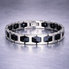 Bracelet homme ceramique noir maillons magnetique plaque or