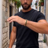 Bracelet homme ceramique noir maillons magnetique plaque or