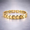 Bracelet homme tungstene facettes plaque or magnetique aimante