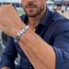 Bracelet homme tungstene facettes plaque or magnetique aimante