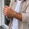 Bracelet homme en carbure tungstene hexagone magnetique aimante plaque or