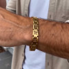 Bracelet homme en carbure tungstene hexagone magnetique aimante plaque or