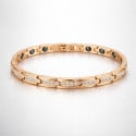 Bracelet femme acier 316L plaqué or magnétique – 6 mm avec zircons